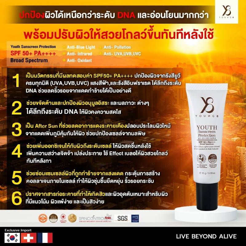 Y8 นวัตกรรมกันแดด Youth Sunscreen Protection