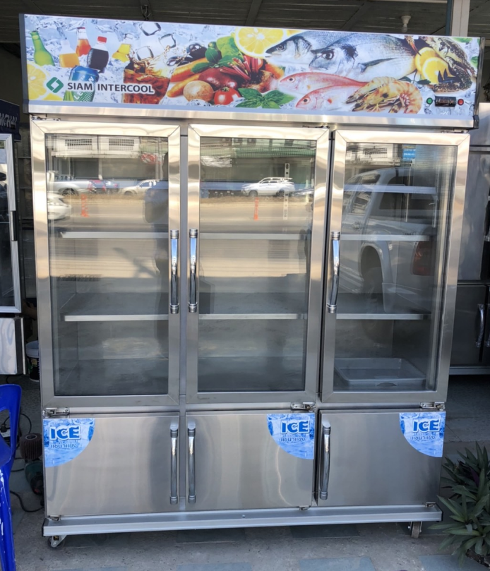 ตู้แช่ 3 ประตูบนเย็น แช่ผัก เครื่องดื่ม 3 ประตูล่างแข็ง แช่แข็ง น้ำแข็ง Siam intercool 1200 ลิคร 42.3 คิว ประกัน 5 ปี