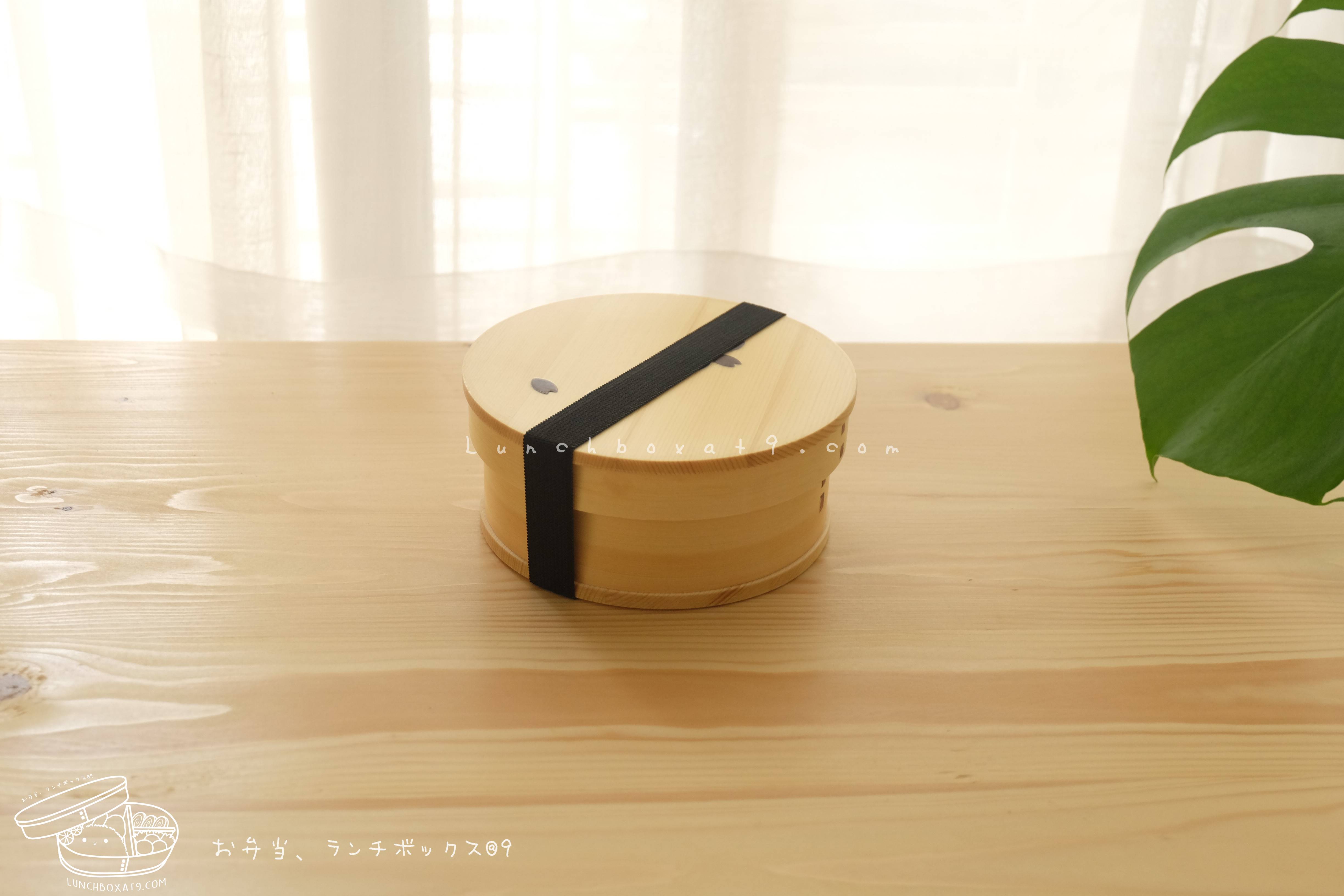 Round Shiraki Bending magewappa Cherry Blossom Pattern Bento Box กล่องข้าวญี่ปุ่นทรงกลม สีไม้ 1 ชั้น ลายดอกซากุระ