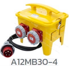 A12MB30-4 กล่องปลั๊กกระจายไฟ 16A 3P=2, 16A 5P=2 IP67 Flang outlet