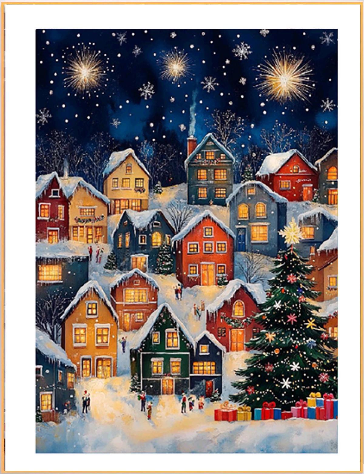 home-1163 *สินค้าหมด* ชุดปักครอสติช ลายเมืองหิมะ (ปักเต็มผืนผ้า ไม่มีเดินเส้น ผ้า11CTพิมพ์ลาย ปัก 3 เส้นเล็ก) ขนาด 50*70 ซม.ผ้าครอสติช 11CTพิมพ์ลายปักบนผ้า+ไหมคอตตอน 23 สี+ผังลาย+เข็ม