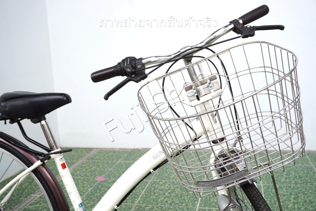 จักรยานแม่บ้านญี่ปุ่น - ล้อ 27 นิ้ว - เกียร์ 6 สปีด - ไฟหน้าอัตโนมัติ - สีขาว [จักรยานมือสอง]