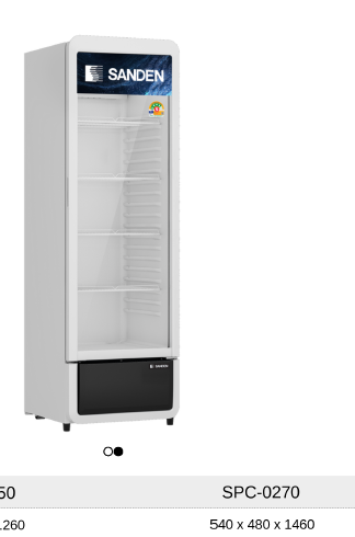 ช่ 1 ประตู รุ่น SPC-0270 (8.3 คิว) ตู้แช่เครื่องดื่ม ความจุ 237 ลิตร ยี่ห้อ SANDEN INTERCOOL ขนาด 54*53*151 ซม