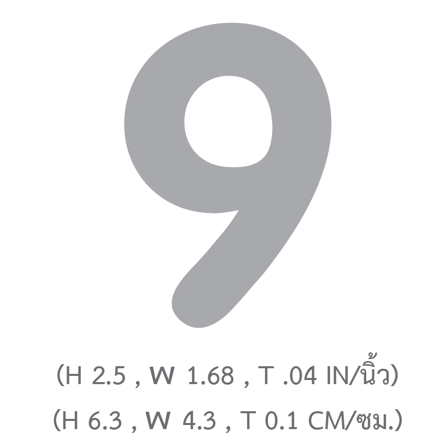 ขนาดแผ่นตัวเลขพร้อมใช้อเนกประสงค์ เลขอารบิก 9 TL-209