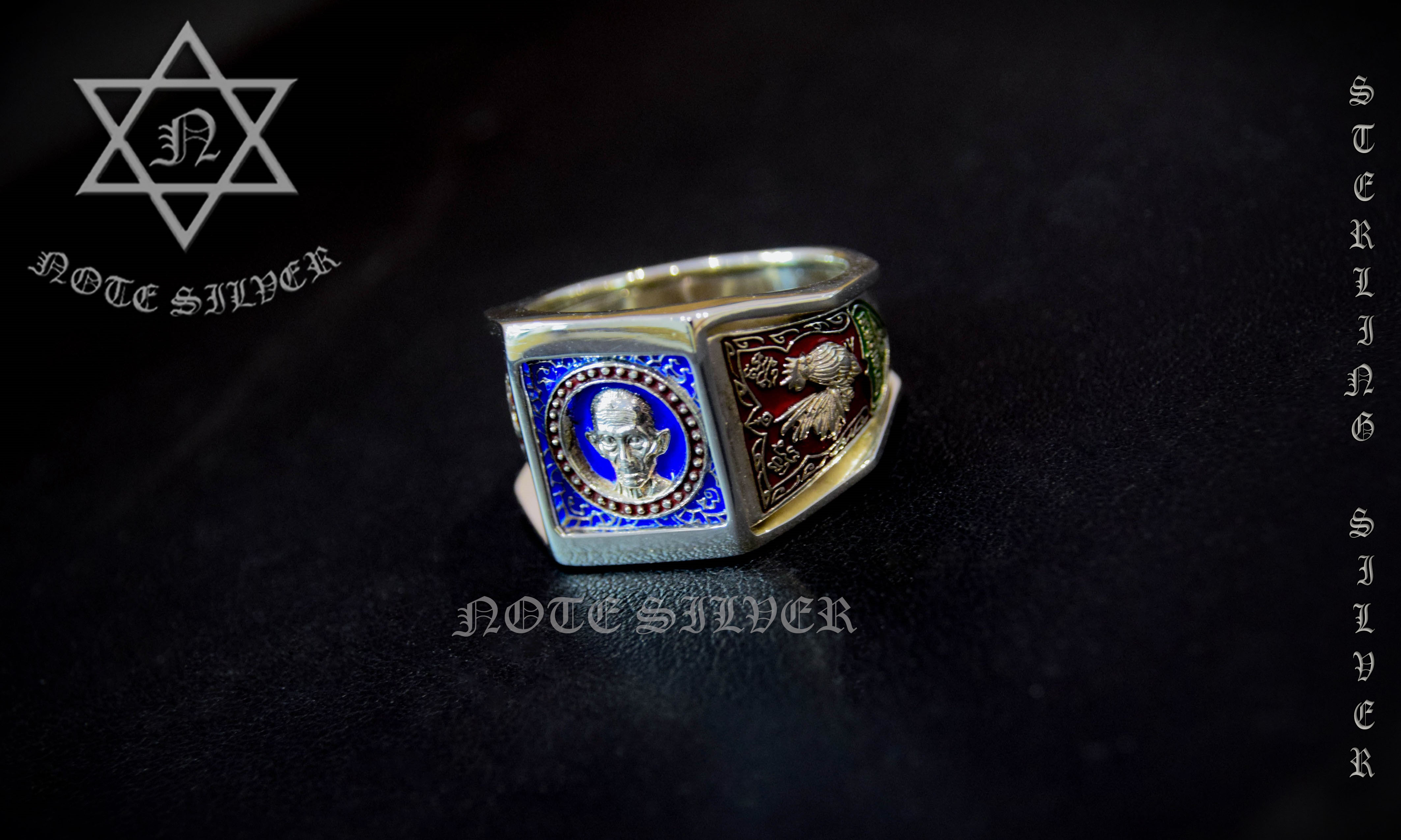กรอบแหวน เงินแท้ กรอบแหวนหลวงพ่อรวย Sterling silver 925 NSRG2813