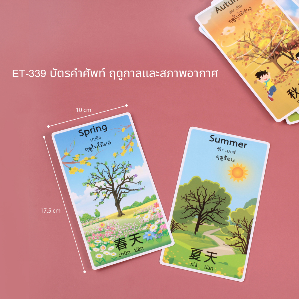 บัตรคำ Flashcards คำศัพท์3ภาษา ET-339 ฤดูกาลและสภาพอากาศ Seasons & Weather
