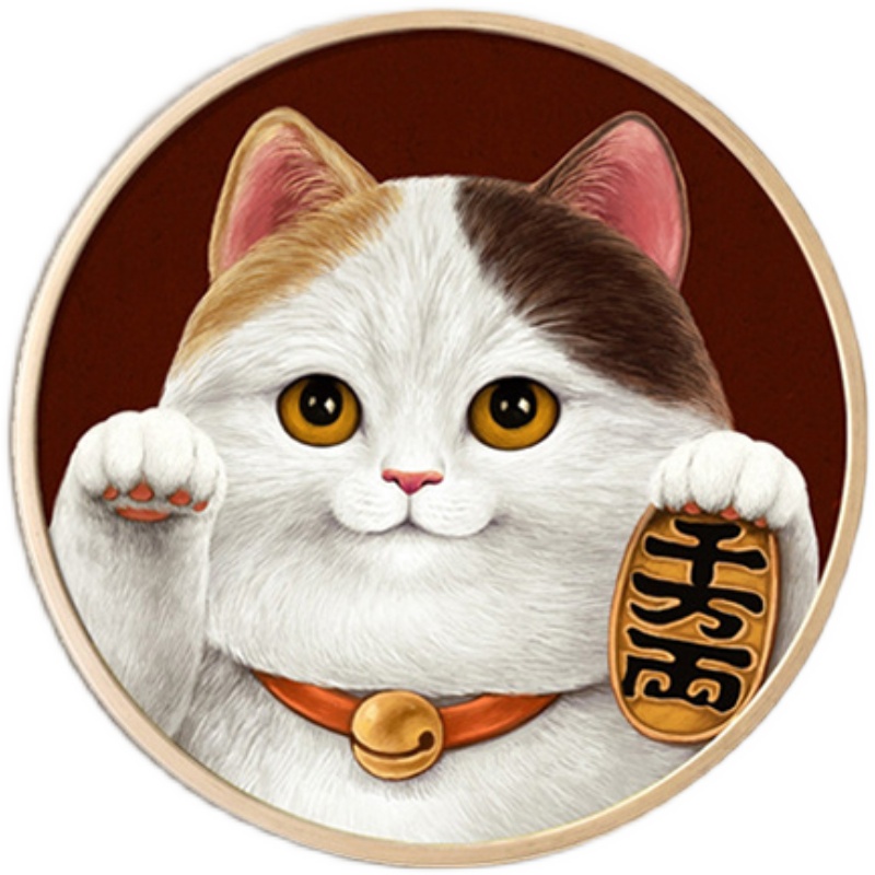 cat-1227 *สินค้าหมด* ชุดปักครอสติช ลายแมวกวัก 2 (งานปักเต็มลาย ไม่มีเดินเส้น) ขนาด 50*50 ซม.ผ้าครอสติช 11CTพิมพ์ลายปักบนผ้า ไหมคอตตอน 26 สี ผังลาย เข็ม