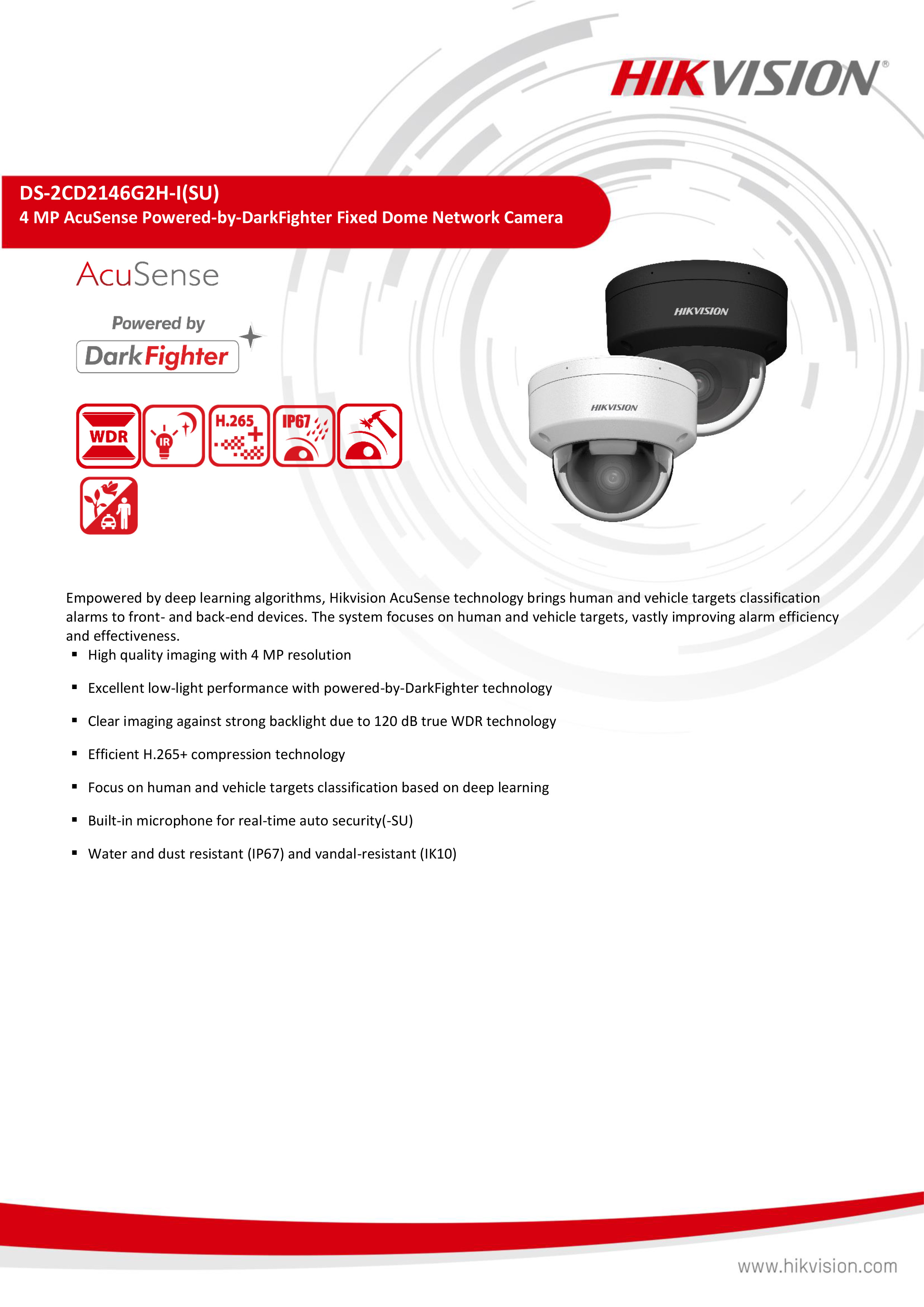 HIKVISION DS-2CD2146G2H-ISU (2.8 mm.) กล้องวงจรปิดระบบ IP 4 ล้านพิกเซล ACCUSENSE, Dark Fighter มีไมค์ในตัว POE BY BILLIONAIRE SECURETECH DS-2CD2146G2H-ISU (2.8 mm.)