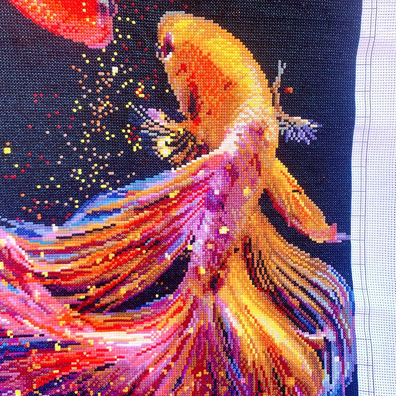 pla-1122 *สินค้าหมด* ชุดปักครอสติช ลายคู่ปลากัด (ปักเต็มผืนผ้า ไม่มีเดินเส้น ปักครั้งละ 3 เส้นเล็ก) ขนาด 50*90 ซม.ผ้าครอสติช 11CTพิมพ์ลายปักเต็มลายผ้า ไหมคอตตอน 48 สี ผังลาย เข็ม