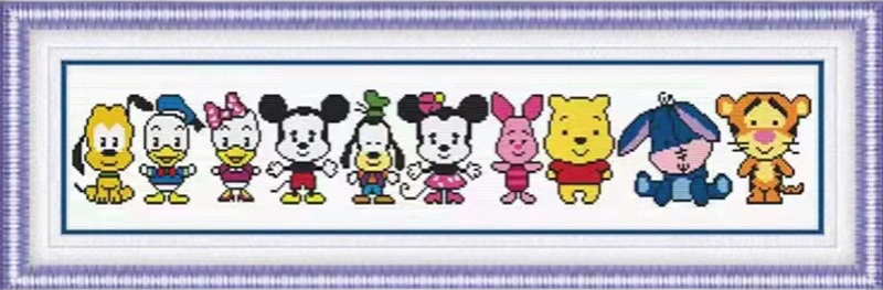 pooh-1100 *สินค้าหมด* ชุดปักครอสติช ลายหมีพูห์และเพื่อน ( ไม่มีเดินเส้น ปักครั้งละ 3 เส้นเล็ก ) ขนาด 85*25 ซม.ผ้าครอสติช 11CTพิมพ์ลายปักบนผ้า ไหมคอตตอน 12 สี ผังลาย เข็ม