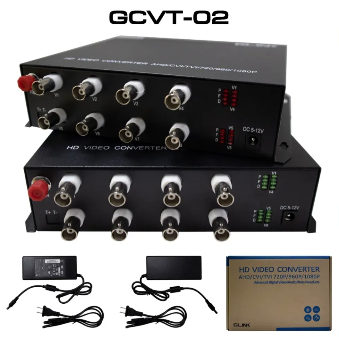 GLINK GCVT-02 FIBER HD VIDEO MEDIA CONVERTER 8 PORT 1080P PACK ละ 2 ชิ้น BY BILLIONAIRE SECURETECH GCVT-02