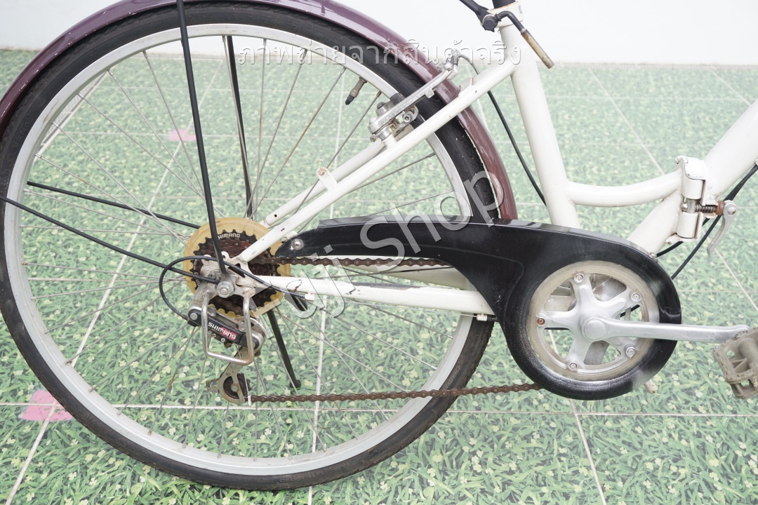 จักรยานแม่บ้านพับได้ ญี่ปุ่น - ล้อ 26 นิ้ว - เกียร์ 6 สปีด - สีขาว [จักรยานมือสอง]