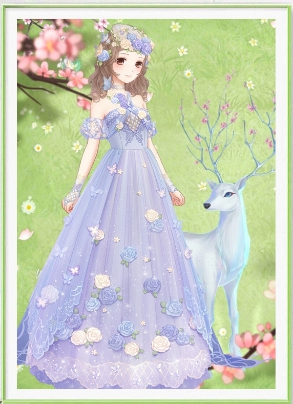 lady-1065 *พร้อมส่ง* ชุดปักครอสติช ลายเจ้าหญิงกวางขาว ( งานปักเต็มลาย ไม่มีเดินเส้น ปักครั้งละ 3 เส้นเล็ก ) ขนาด 51*69 ซม.ผ้าครอสติช 11CTพิมพ์ลายปักเต็มลายผ้า ไหมคอตตอน 37 สี ผังลาย เข็ม