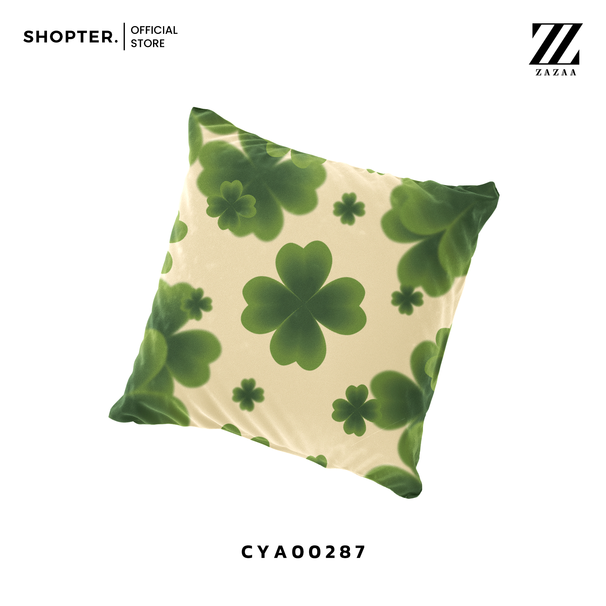 หมอนอิง พิมพ์ลายใบโคลเวอร์ 🍀 รหัส CYA00287 #ZAZAA #SHOPTER