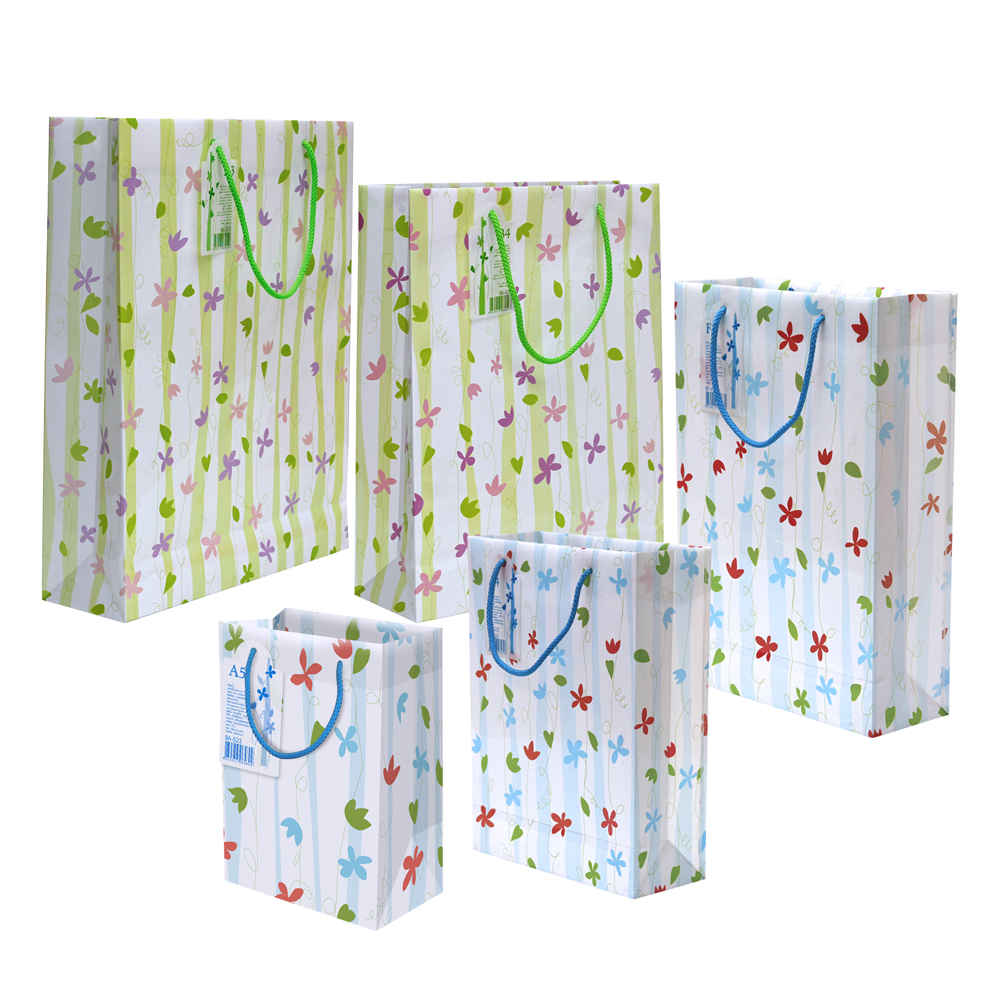 Shopping Bag with rope handle flower pattern