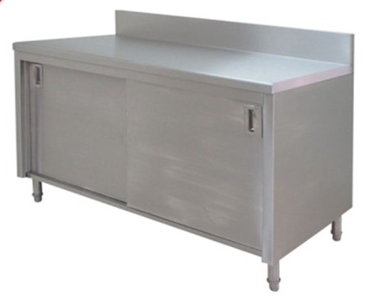 Kitco Stainless ตู้เตรียม ประตูเลื่อน สแตนเลส มีการ์ดหลัง ขนาด 150cm ลึก 75cm