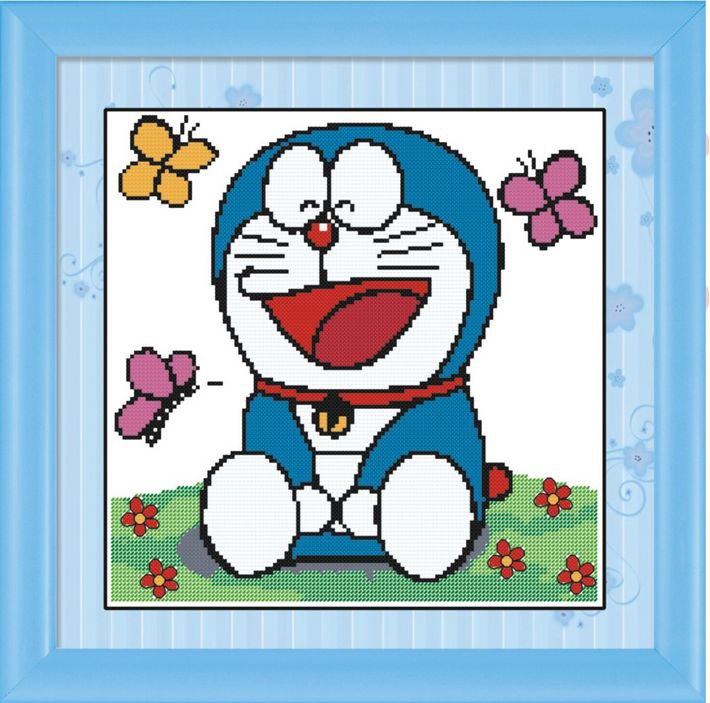 doraemon-1022 *สินค้าหมด* ชุดปักครอสติช ลายโดราเอมอน (ไม่มีเดินเส้น) ขนาด 50*50 ซม.ผ้าครอสติช 11CTพิมพ์ลายปักบนผ้า ไหมคอตตอน 10 สี ผังลาย เข็ม