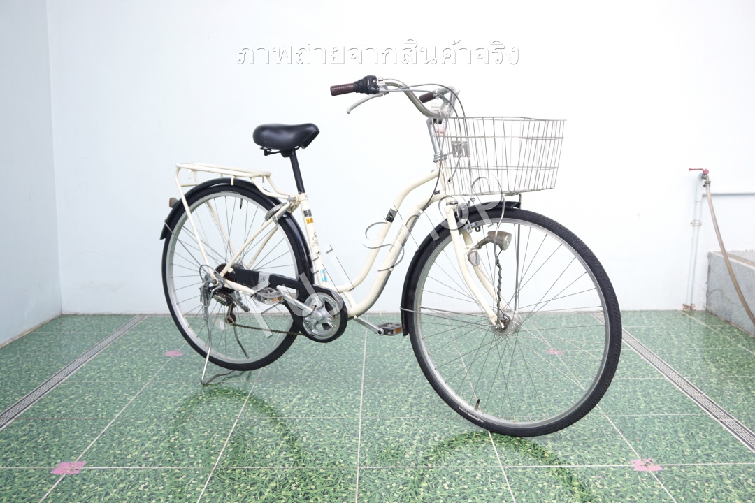 จักรยานแม่บ้านญี่ปุ่น - ล้อ 27 นิ้ว - เกียร์ 6 สปีด - ไฟหน้าอัตโนมัติ - สีขาว [จักรยานมือสอง]