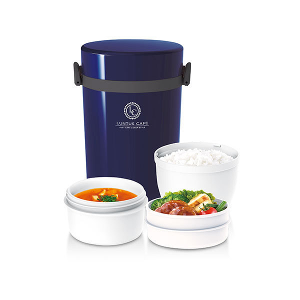 [Asvel Luntus] เซ็ตกล่องอาหารกลางวันเก็บความร้อน 700 ml. รุ่นปิ่นโต สีกรมท่า