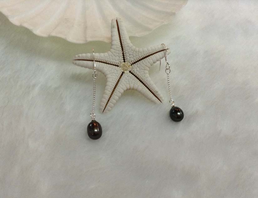 ต่างหูไข่มุกแท้ แบบโซ่ ก้านเงินแท้ 7-8 มิล. หมดค่ะ