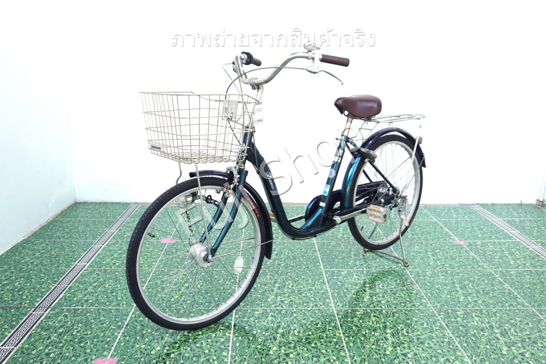 จักรยานแม่บ้านญี่ปุ่น - ล้อ 22 นิ้ว - เกียร์ดุม 3 สปีด - ไฟหน้าอัตโนมัติ - Asahi - สีเขียว [จักรยานมือสอง]