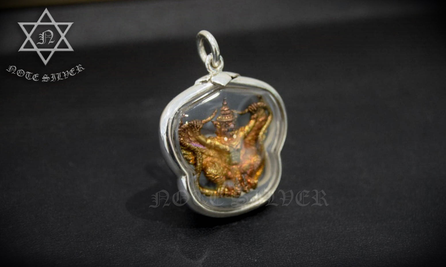 กรอบพระเงินแท้ ผ่าหวาย Sterling Silver 925 NSSV2644
