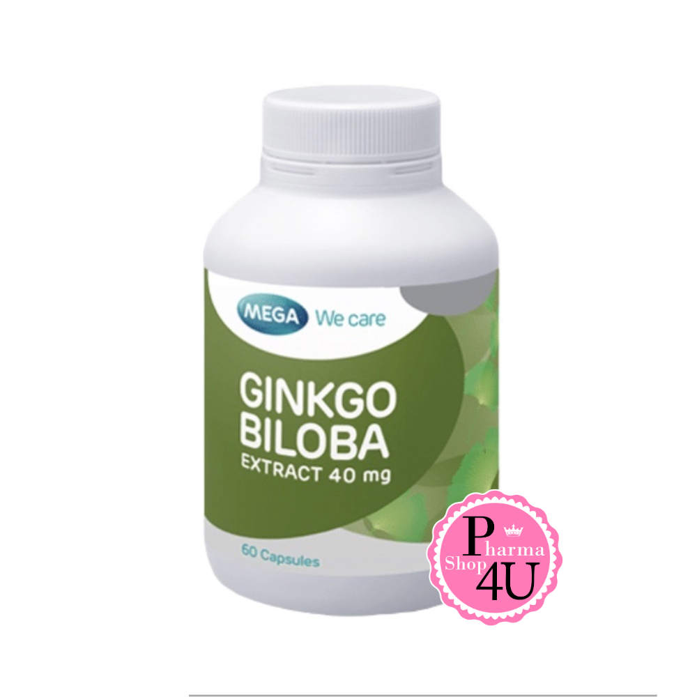 MEGA We Care Ginkgo Biloba(1ขวด/ 60เเคปซูล) เมก้า วีเเคร์ จิงโก บิโลบาสกัด (ผลิตภัณฑ์เสริมอาหาร) สารสกัดใบแป๊ะก๊วย