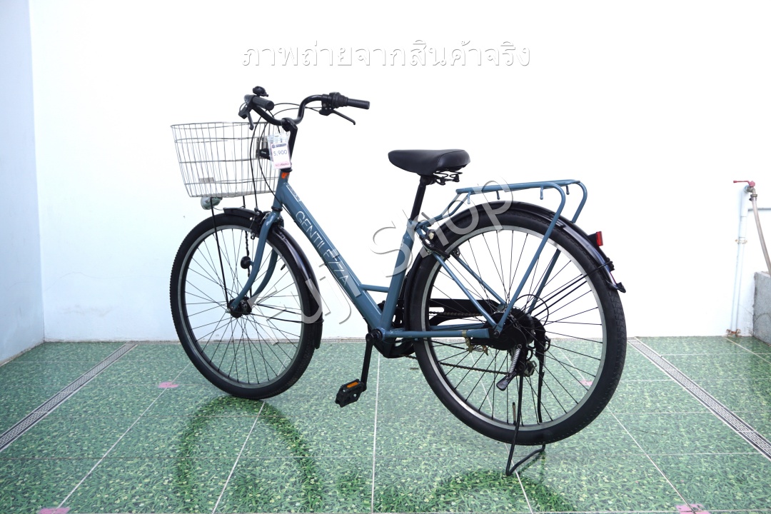 จักรยานแม่บ้านล้อโต ญี่ปุ่น - ล้อ 27.5x1.95 - เกียร์ 6 สปีด - ไฟหน้าอัตโนมัติ - Gentilezza - สีฟ้า [จักรยานมือสอง]