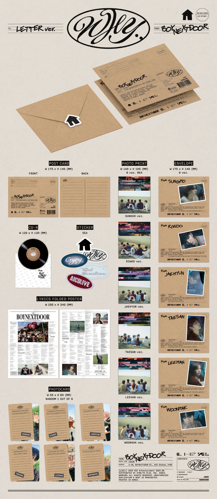 [PRE-ORDER] BOYNEXTDOOR - 1st EP Album "WHY.." (LETTER ver.)