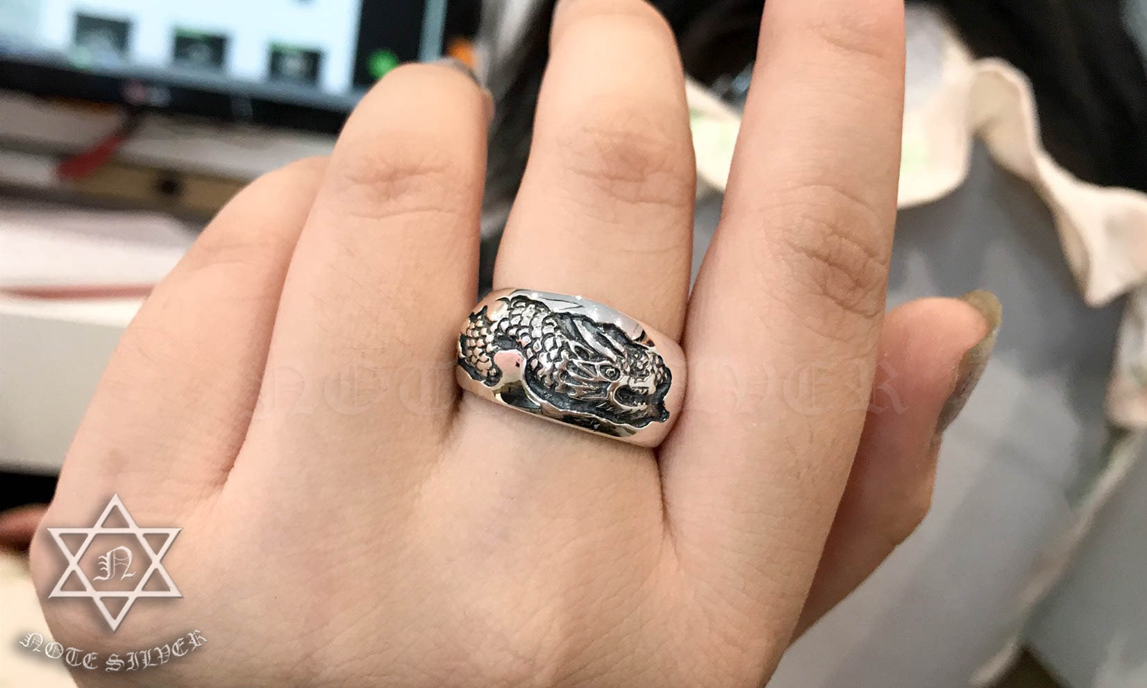 แหวนเงินแท้ลายมังกร Sterling Silver 925 NSRG2326