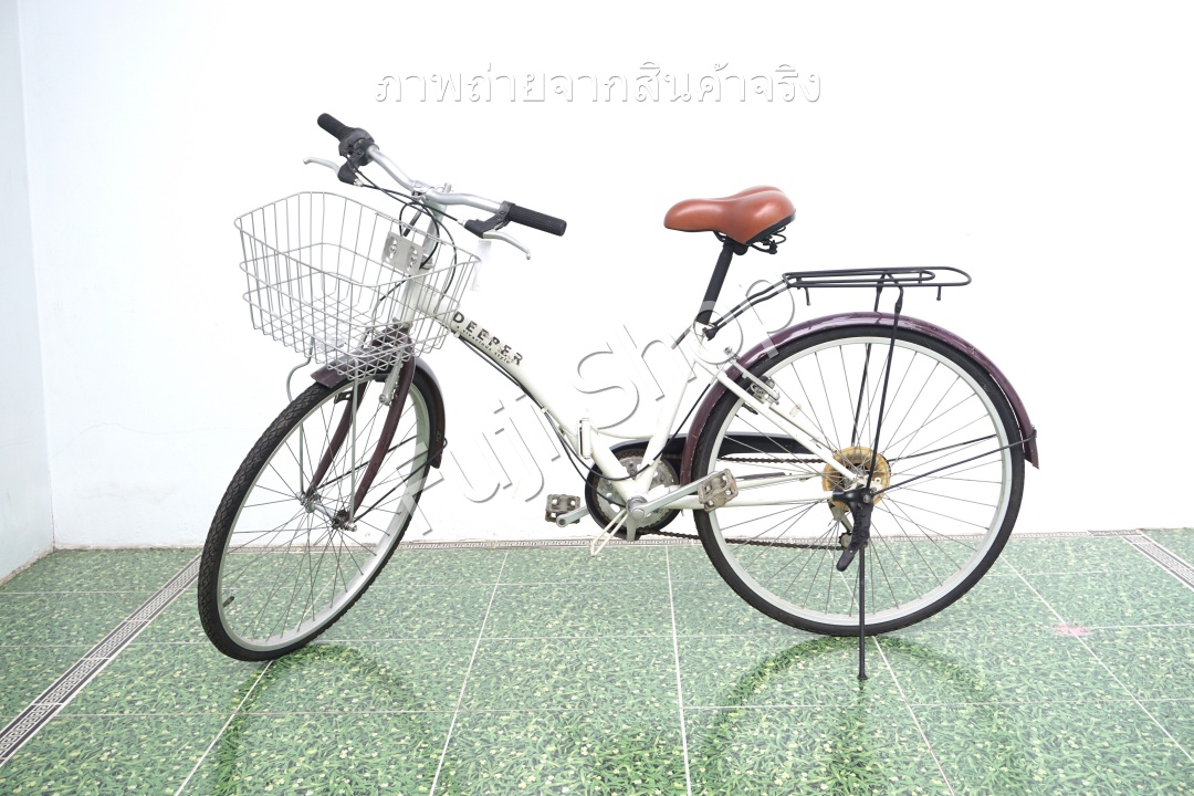 จักรยานแม่บ้านญี่ปุ่น - ล้อ 26 นิ้ว - มีเกียร์ - พับได้ - สีขาว [จักรยานมือสอง]