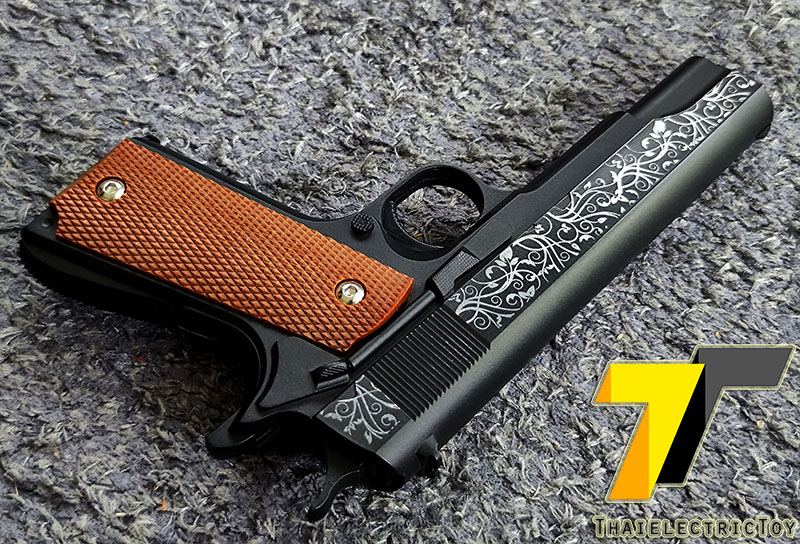 ปืนอัดลมเหล็ก Colt 1911 Limited Edition ชักยิงทีล่ะนัด ลำกล้องยาว 7.5 นิ้ว หนัก 491 กรัม ใช้ลูกกระสุนพลาสติก 6 มิล