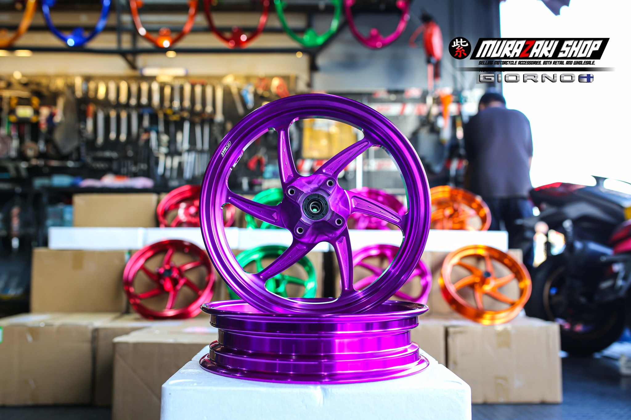 ล้อแม็ก G-MAX RACING GIORNO+ ABS/CBS (ขอบ12) GTR THAILAND แดง - ทอง - เขียว - น้ำเงิน - ส้ม - ม่วง - ชมพู ราคา 7,900 บาท/คู่