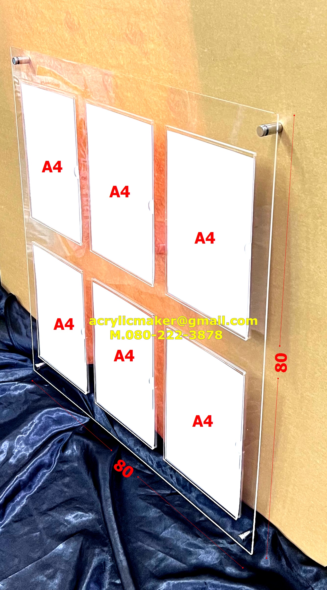 กรอบอะคริลิค+ซองสอดกระดาษ A4 แบบ 6 ช่องใส