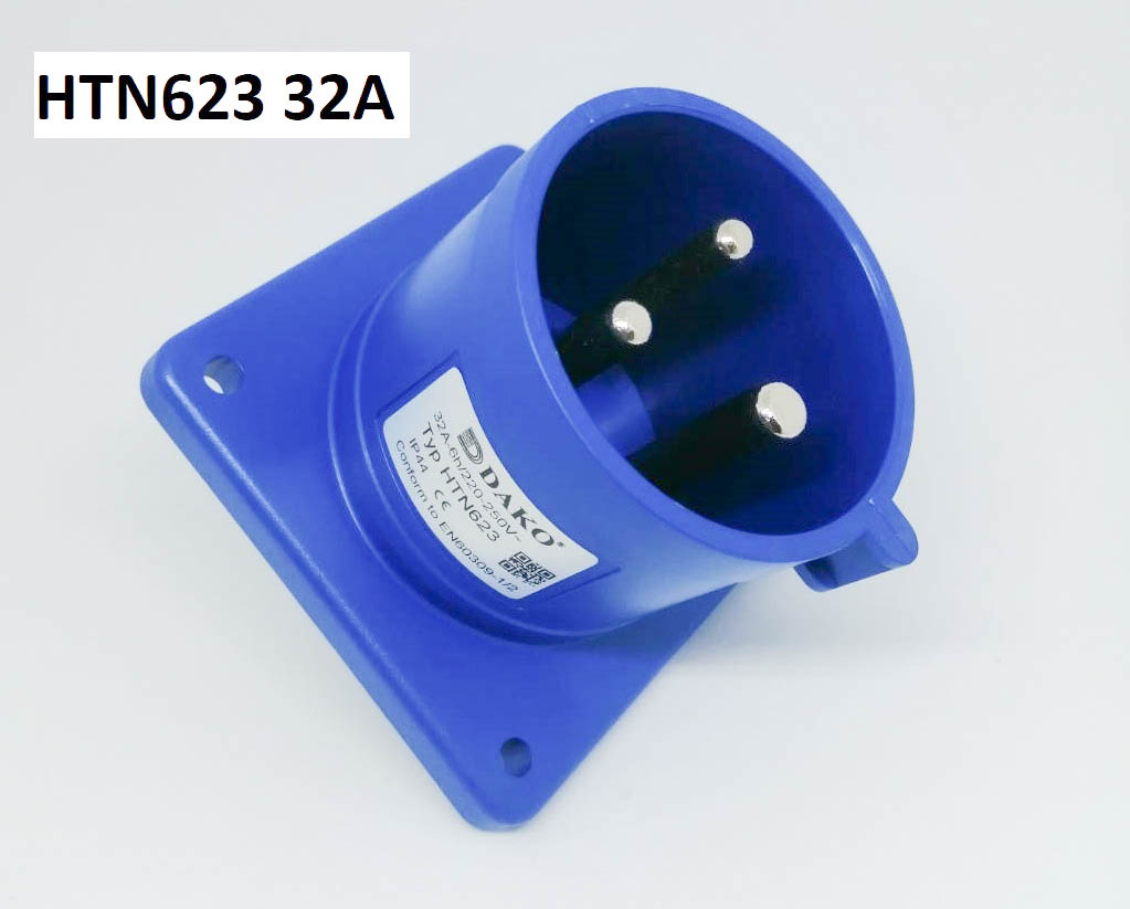 HTN623 ปลั๊กตัวผู้ติดลอย 2P+E 32A 230V IP44 6h
