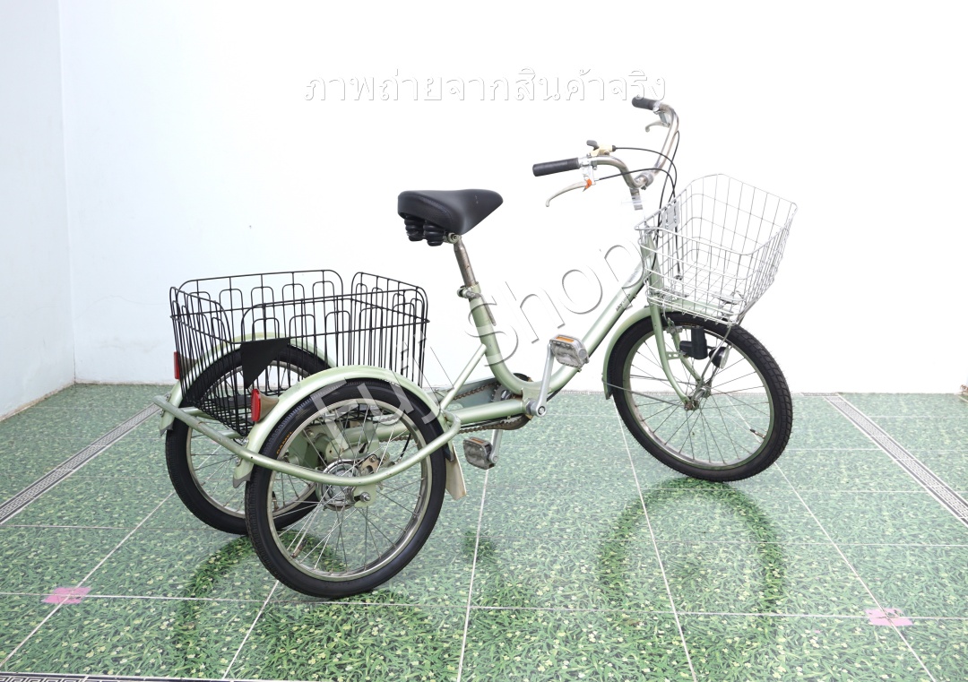 จักรยานสามล้อญี่ปุ่น - ล้อ 20/18 นิ้ว - มีเกียร์ - Maruishi - สีเขียว [จักรยานมือสอง]