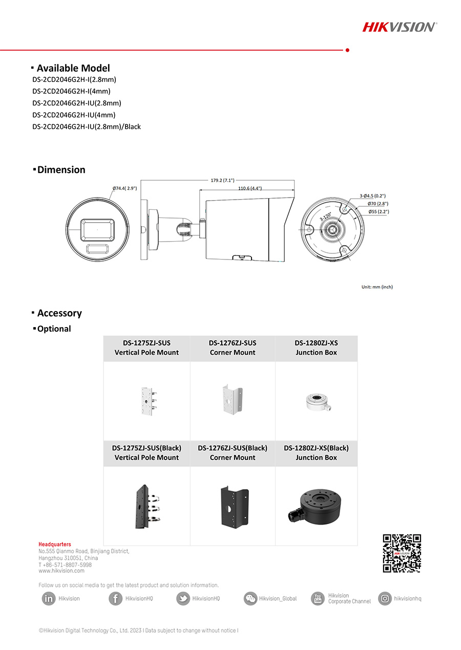 HIKVISION DS-2CD2046G2H-I (2.8/4 mm.) กล้องวงจรปิด IP CAMERA 4MP Acusense Darkfighter BY BILLIONAIRE SECURETECH DS-2CD2046G2H-I