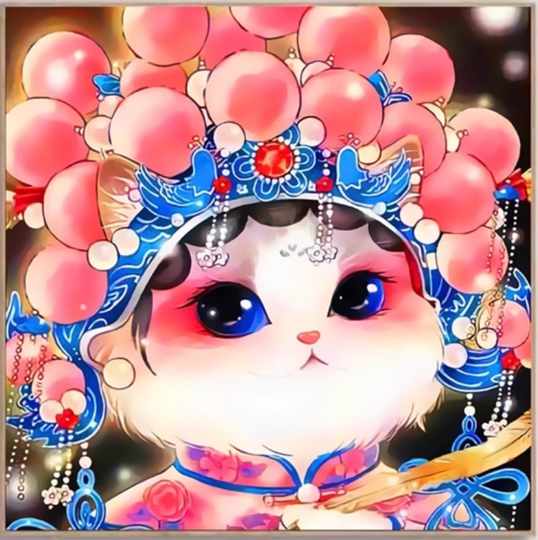 cat-1009 *พร้อมส่ง* ชุดปักครอสติช ลายแมวน้อยน่ารัก (ปักเต็มผืนผ้า ไม่มีเดินเส้น ผ้า11CT พิมพ์ลาย ปัก 3 เส้นเล็ก) ขนาด 65*65 ซม.ผ้าครอสติช 11CTพิมพ์ลายปักบนผ้า ไหมคอตตอน 33 สี ผังลาย เข็ม