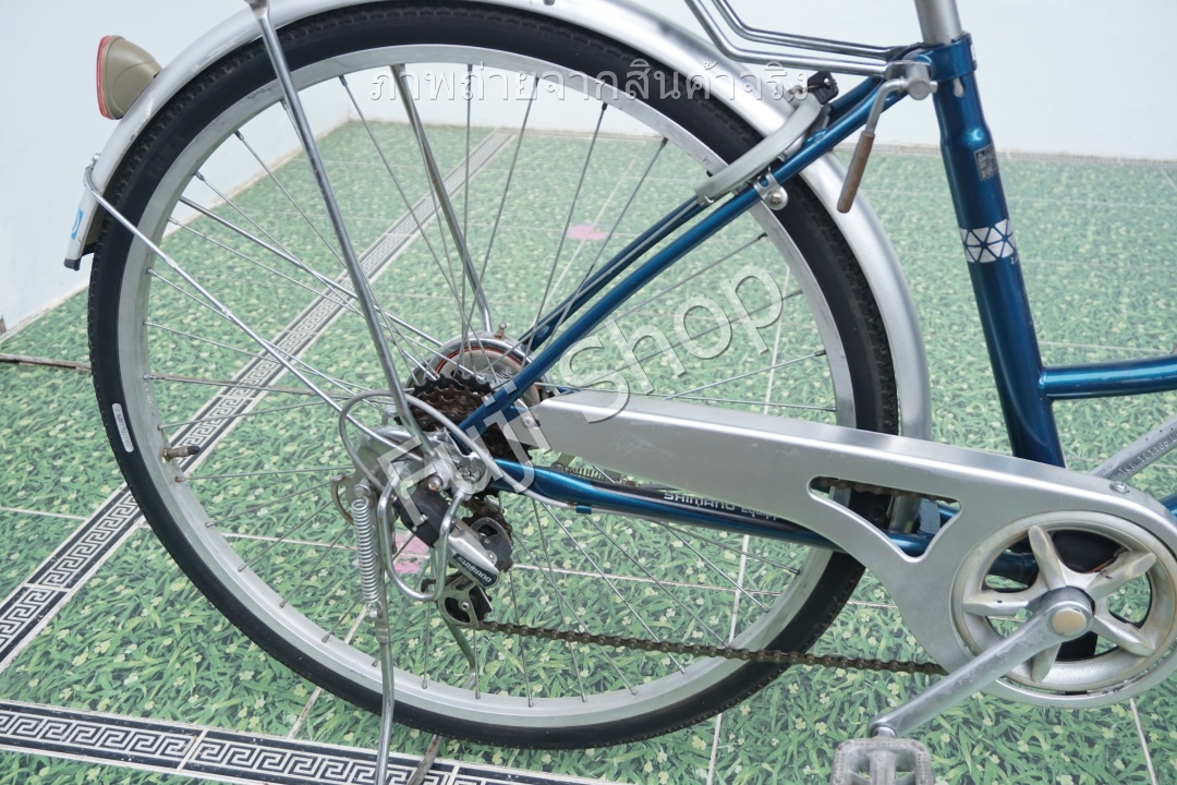 จักรยานแม่บ้านญี่ปุ่น - ล้อ 26 นิ้ว - เกียร์ 6 สปีด - ไฟหน้าอัตโนมัติ - สีน้ำเงิน [จักรยานมือสอง]