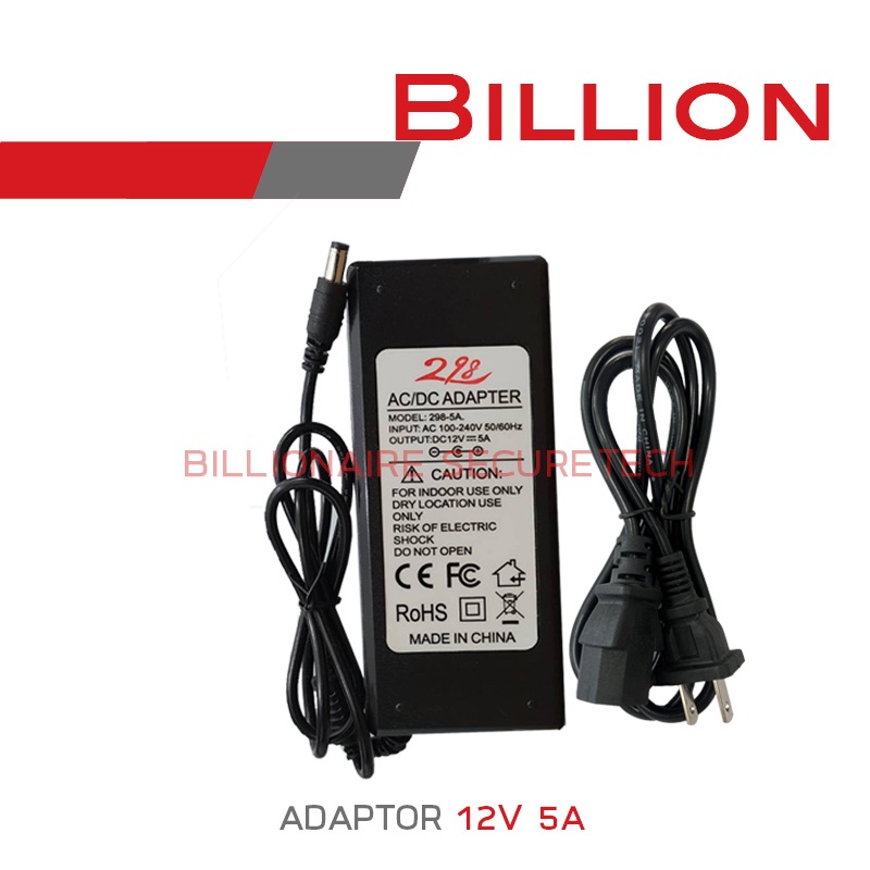 BILLION ADAPTOR 12V 5A (5.5x2.5mm) BY BILLIONAIRE SECURETECH BILLION ADAPTOR 12V 5A