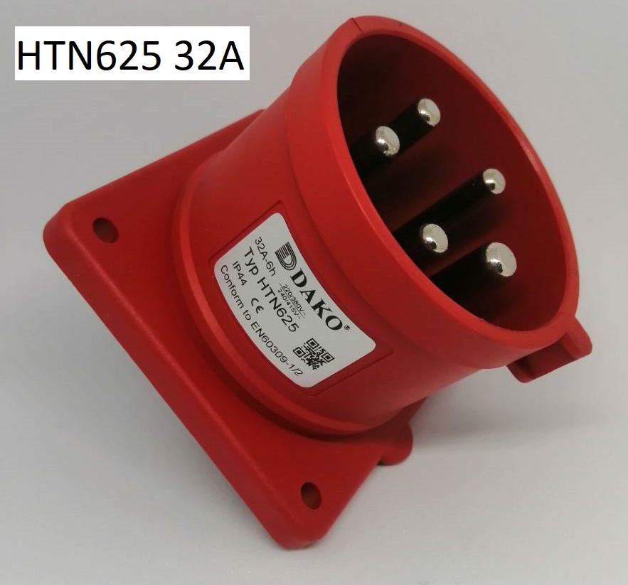 HTN625 ปลั๊กตัวผู้ฝังตรง 3P+N+E 32A 400V IP44 6h