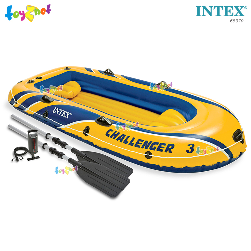 Intex Challenger 3 Boat Set w/Alum. Oars & DQII Air Pump no.68370