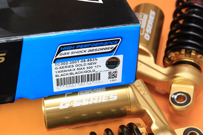 โช็ค YSS YAMAHA X-MAX 300 TC302-350T-08-883N G-SERIES GOLD NEW BLACK/BLACK/GOLD ราคา4900