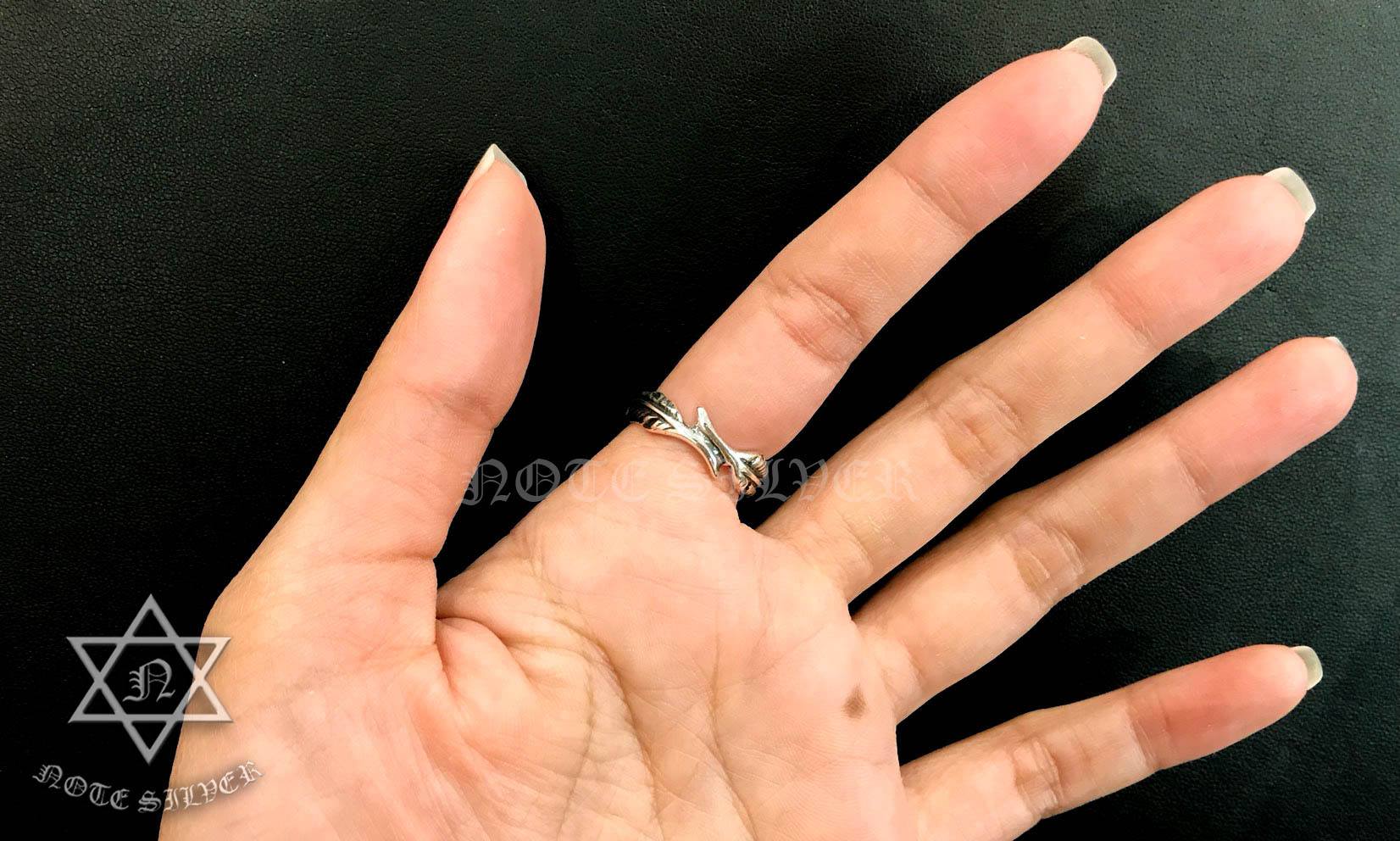 แหวนเงินแท้ ขนนก ปรับขนาดได้ Free Size Sterling Silver 925 NSRG1345