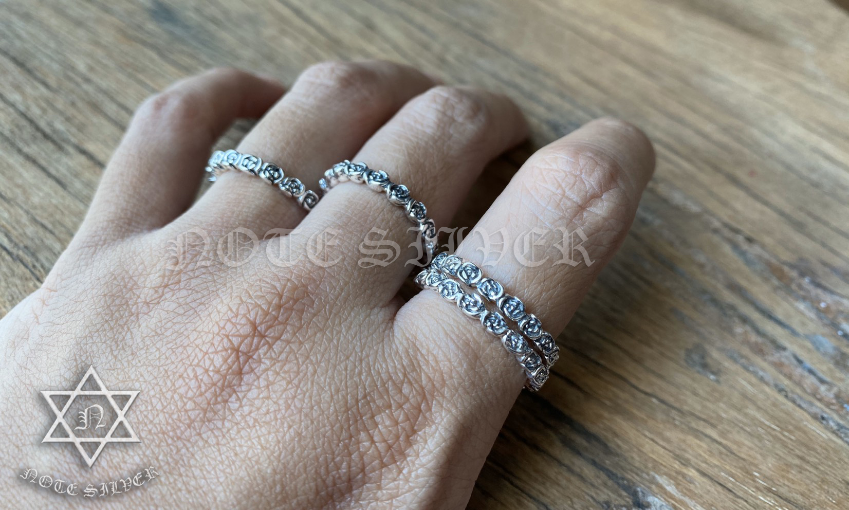 แหวนเงินแท้ ดอกกุหลาบรอบ Sterling Silver 925 NSRG499