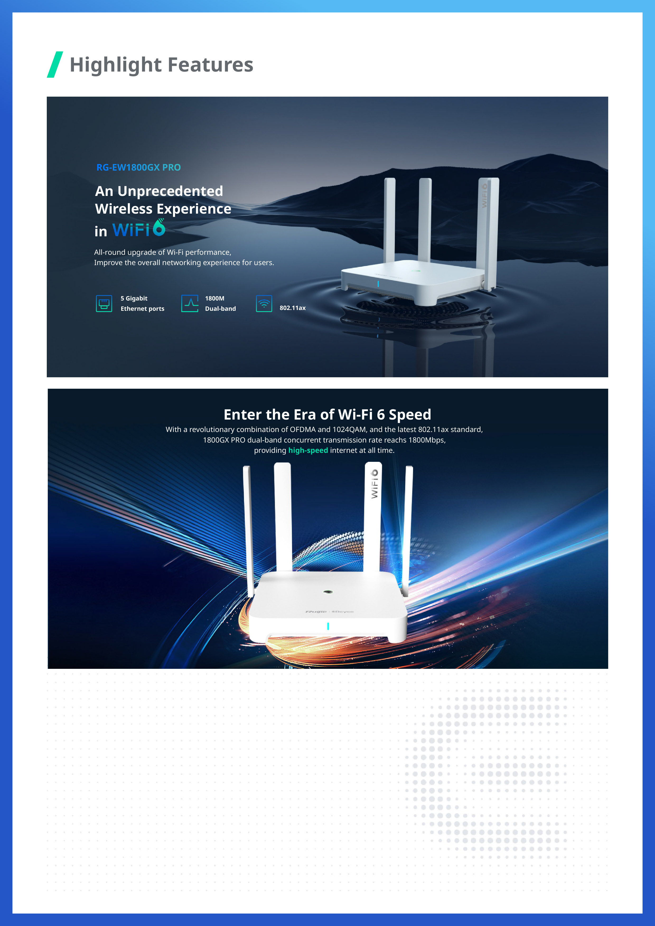 RUIJIE RG-EW1800GX PRO : 1800M Wi-Fi 6 Dual-band Gigabit Mesh Router BY BILLIONAIRE SECURETECH RG-EW1800GX PRO