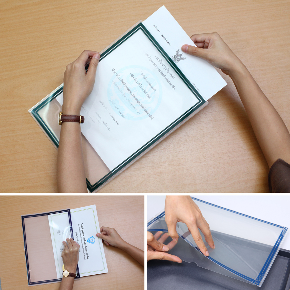 ซองประกาศนียบัตร A4 PP Card Case ลายมุมใบไม้