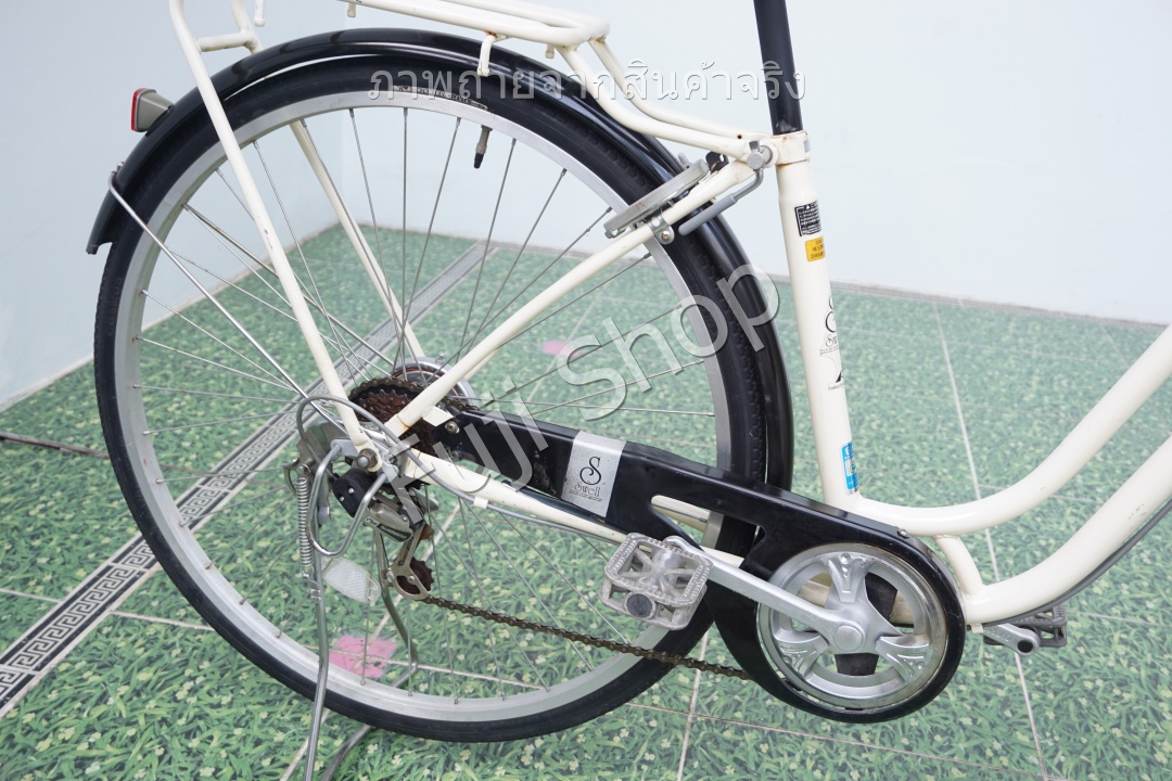 จักรยานแม่บ้านญี่ปุ่น - ล้อ 27 นิ้ว - เกียร์ 6 สปีด - ไฟหน้าอัตโนมัติ - สีขาว [จักรยานมือสอง]