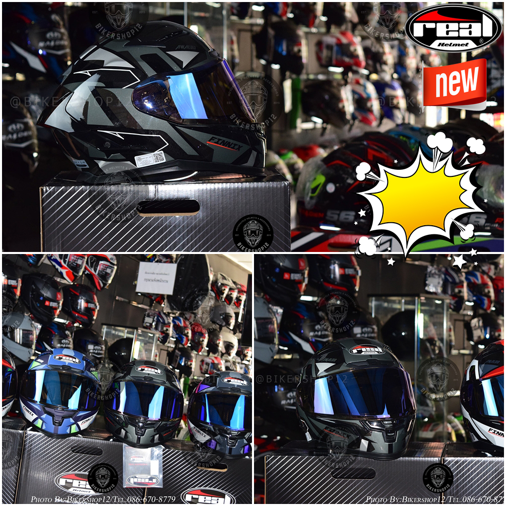 หมวกกันน็อคReal รุ่น FINNIX AWALON สี black-grey