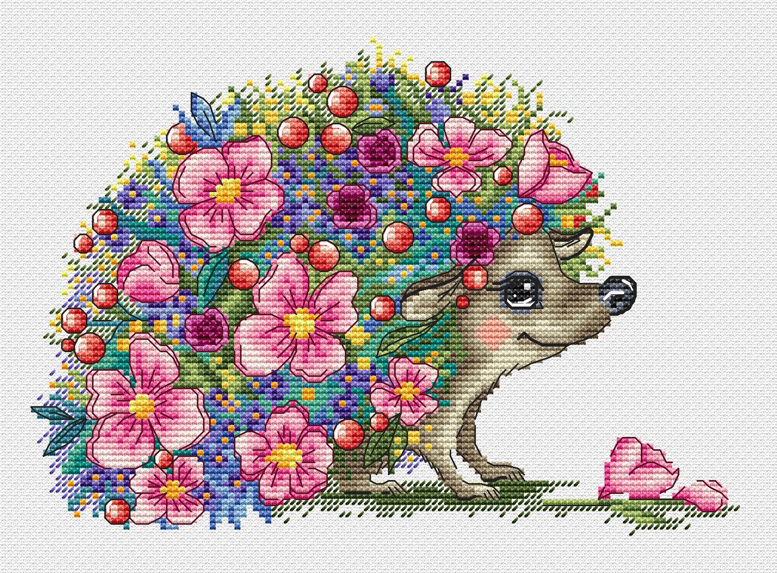 animal-1010 *สินค้าหมด* ชุดปักครอสติช ลายเม่นน้อยแสนสวย ขนาด 38*27 ซม.ผ้าครอสติช 11CTพิมพ์ลายปักบนผ้า ไหมคอตตอน 39 สี ผังลาย เข็ม